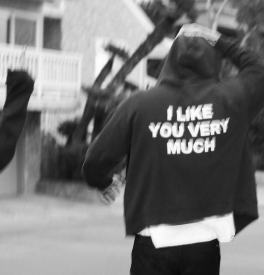 ☀️ SAMPLE SALE- Unisex Zip Front Hoodie/ I LIKE YOU VERY MUCH in Vinyl