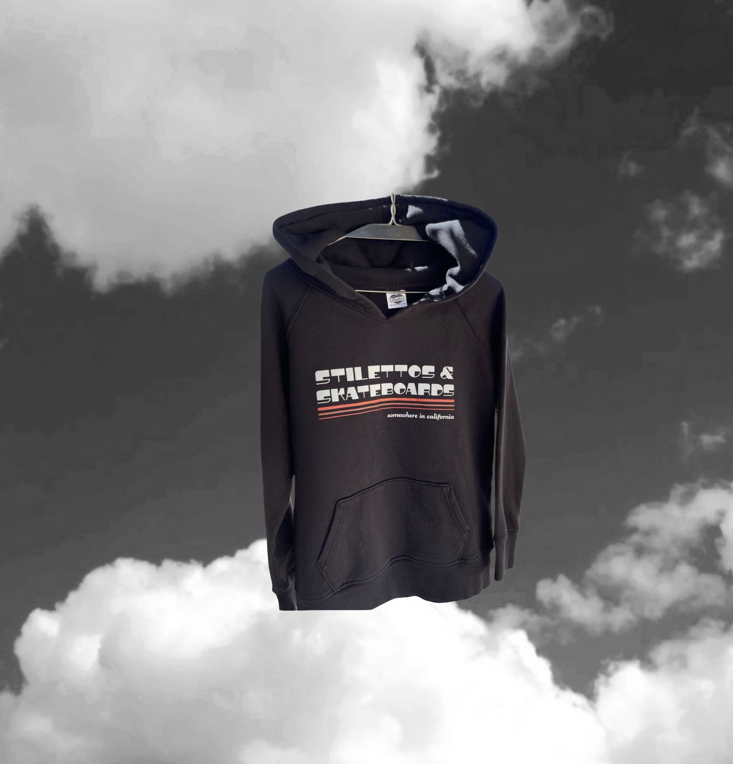 ☀️ SAMPLE SALE- STILETTOS & SKATEBOARDS fitted pullover hoodie in Vinyl