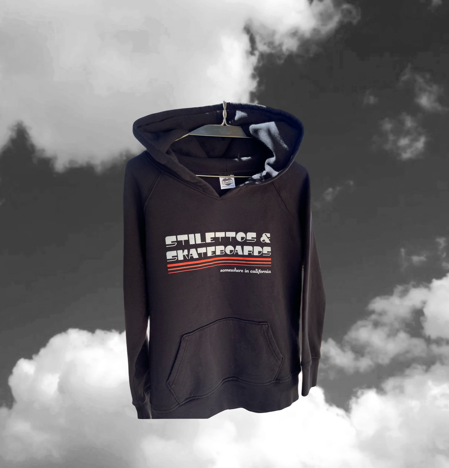 ☀️ SAMPLE SALE- STILETTOS & SKATEBOARDS fitted pullover hoodie in Vinyl