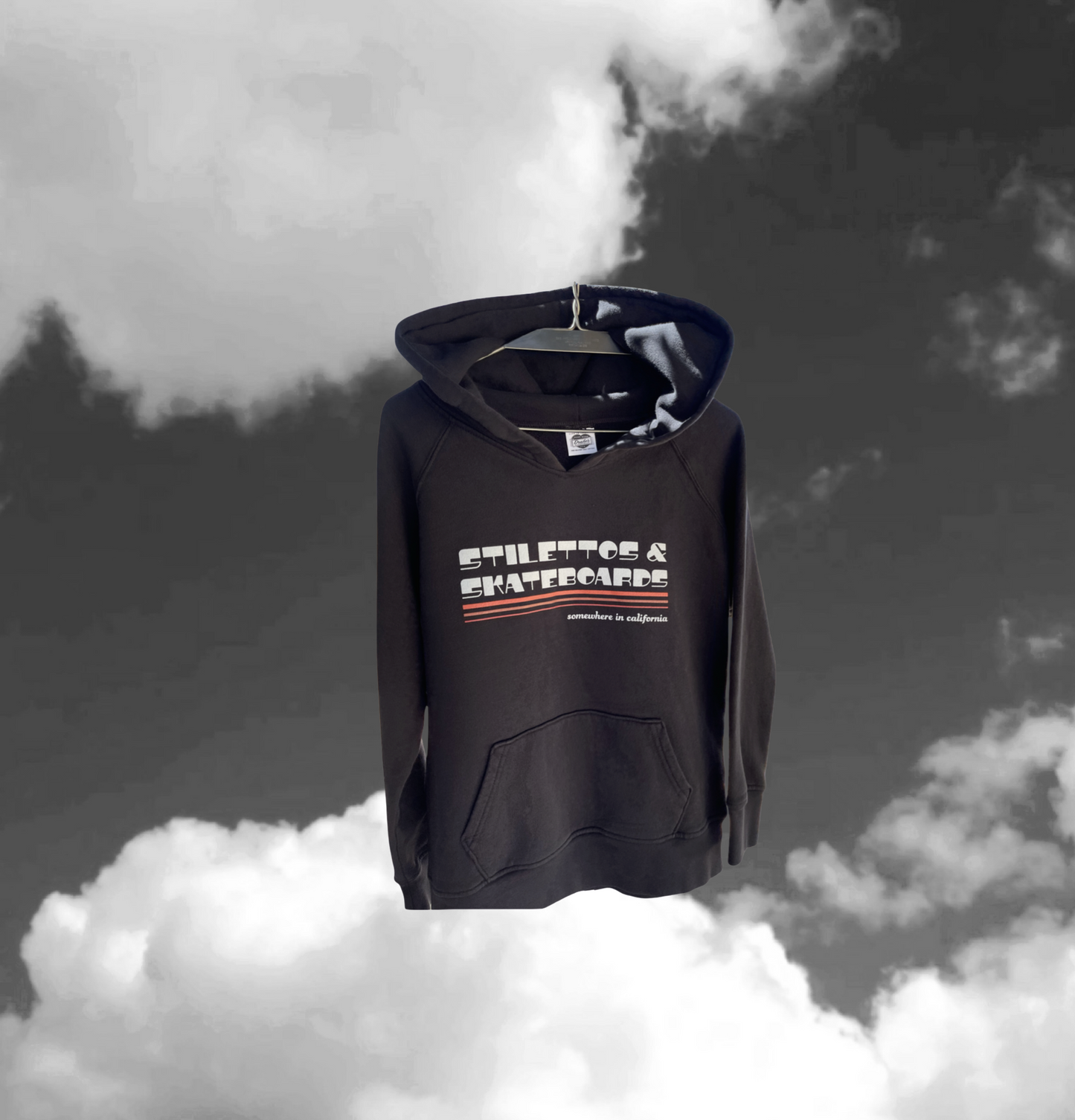☀️ SAMPLE SALE- STILETTOS & SKATEBOARDS fitted pullover hoodie in Vinyl
